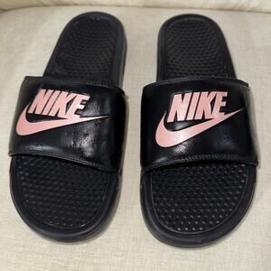 Nike Benassi JDI Slide Sandals – Black/Pink – Size US 10 – Pre-owned